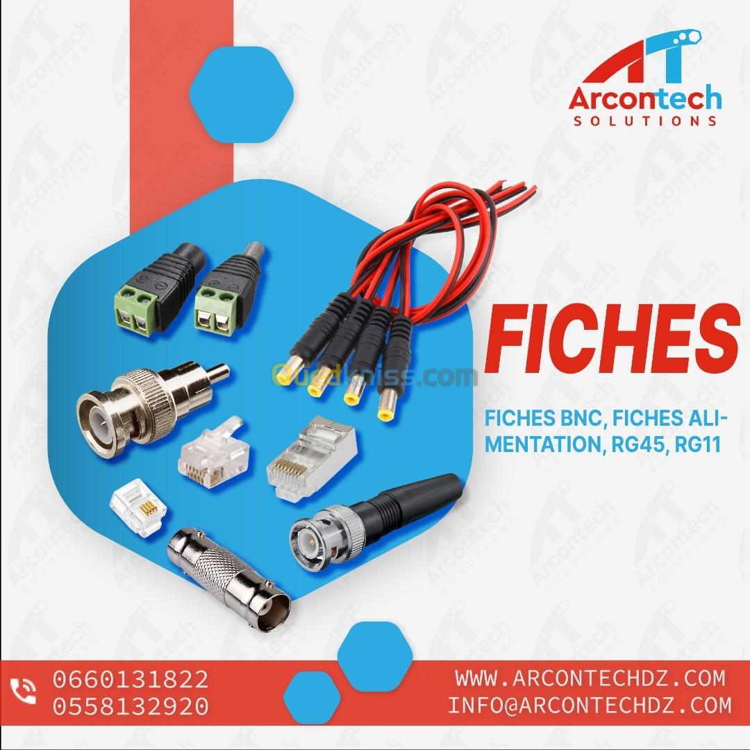 FICHE ALIMENTATION , FICHE BNC RACCORDEMENT , RCA / RCA , RJ11 , RJ45