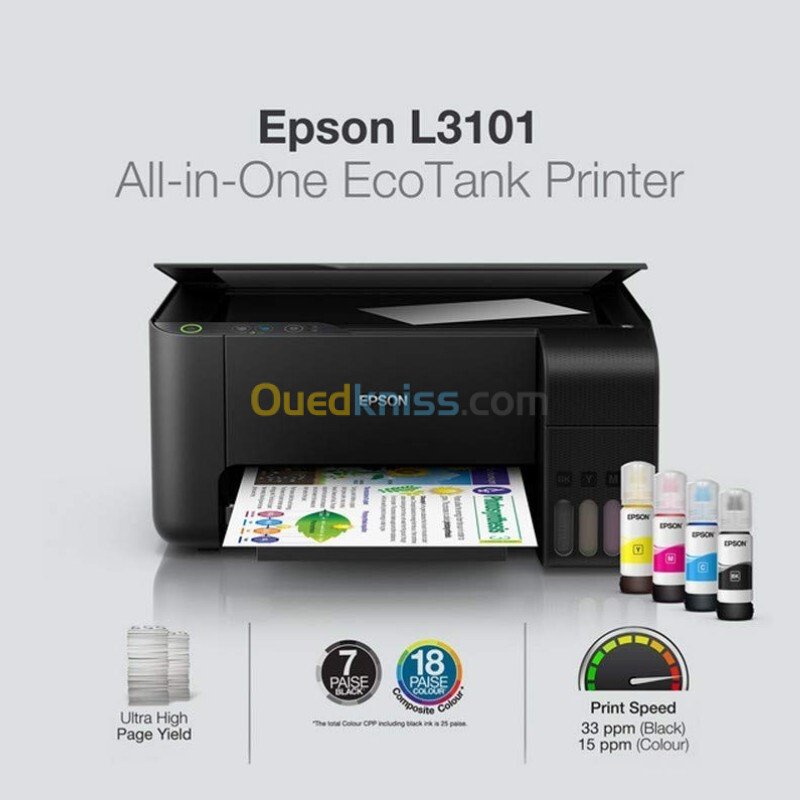 IMPRIMANTE EPSON ECOTANK L3101 MULTIFONCTION COULEURS