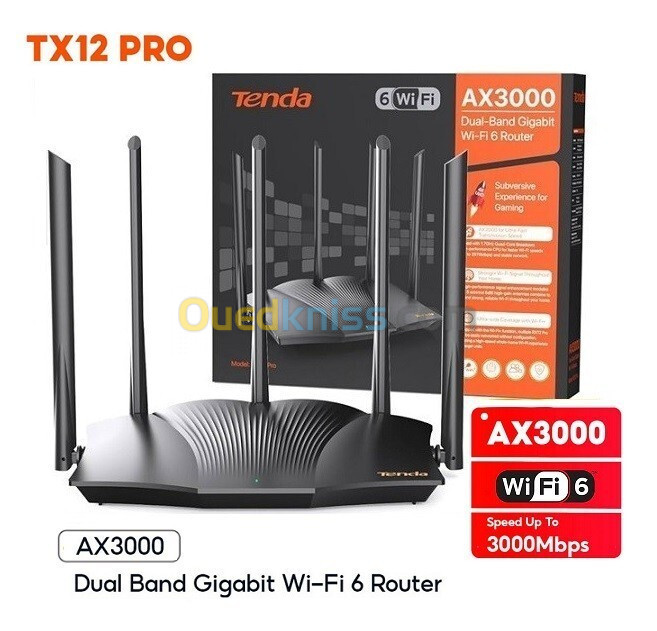 ROUTER TENDA TX12 PRO AX3000 WIFI 6 DUAL BAND