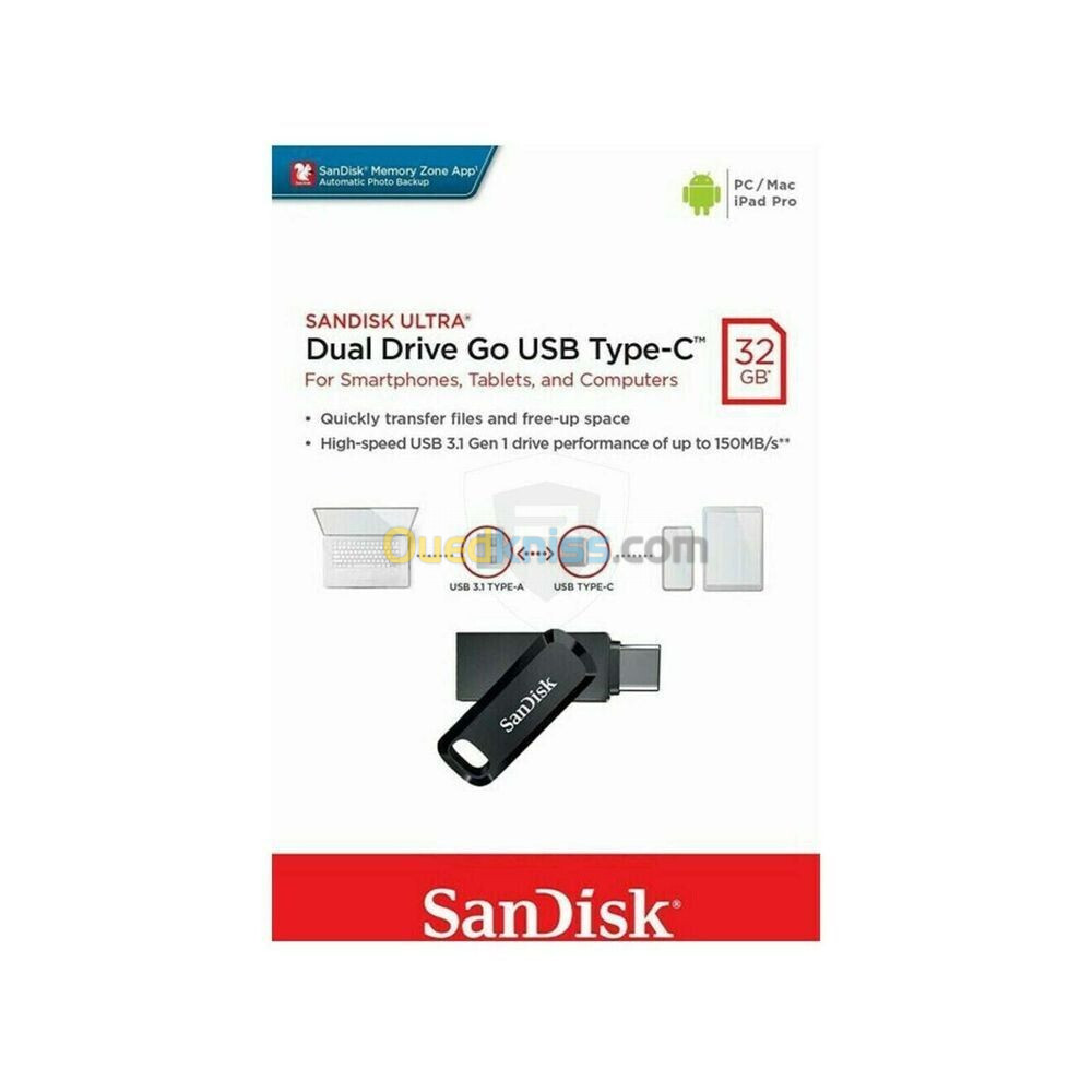 FLASH DISQUE SANDISK ULTRA DUAL DRIVE GO USB-C 32 Go