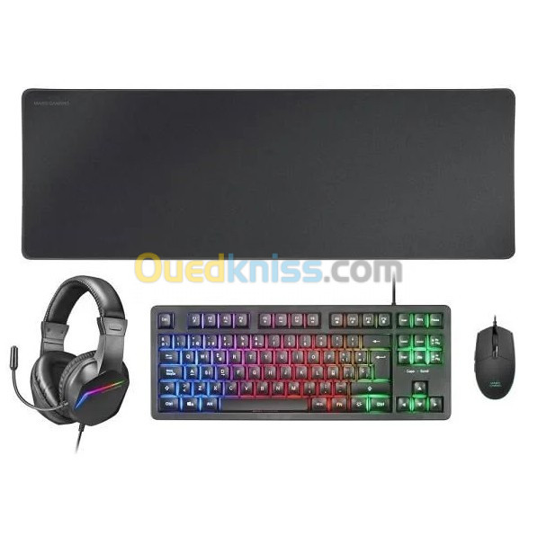 PACK CLAVIER SOURIS TAPIS CASQUE MARS GAMING MCP-RGB3 4 IN 1