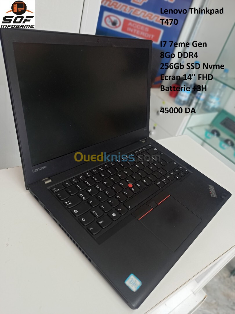 Lenovo Thinkpad T470 I7 7eme / 8go / 256 nvme / 14" FHD