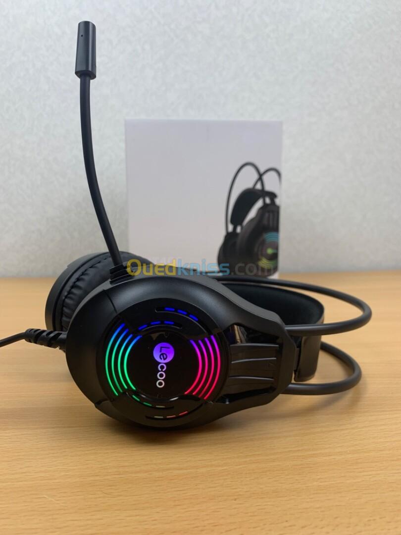 Casque + Microphone LECOO HT406 Gaming RGB Original LENOVO Fich jack 3.5mm + USB (LED)