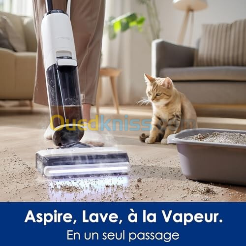 Balai aspirateur sans fil vapeur S7 steam + 3EN1 : aspire,lave et nettoie à la vapeur