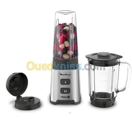 Moulinex Blender PULESO 400W Technologie Powelix-2 vitesses -Bouteille à emporter-Métal-LM17GD10