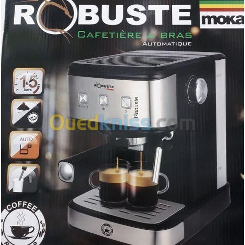 Robuste MOKA Machine a cafe a bras -15 bar-1.2L-1100W- Noir -Argent