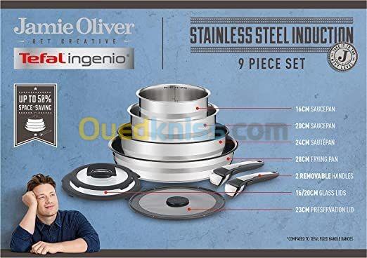 Set de cuisine tefal Ingenio Jamie Oliver  tout feux+ induction,inox  9pcs - L9569132