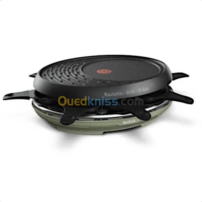 APPAREIL À RACLETTE TEFAL  8 PERSONNES 1050W + GRILL + CRÊPE TEFAL - RE310010RACLETTE آلة 