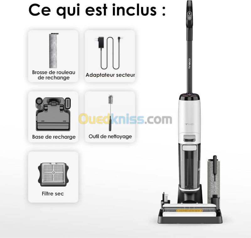 Balai aspirateur sans fil vapeur S7 steam + 3EN1 : aspire,lave et nettoie à la vapeur