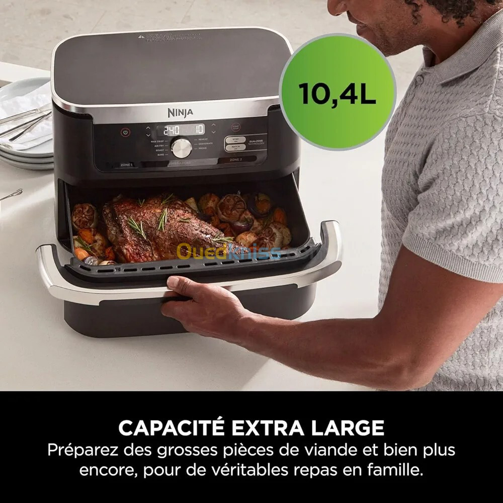 NINJA Foodi FlexDrawer Air Fryer, Dual Zone Avec  Tiroir de 10.4 L,7-en-1,Sans Huilee