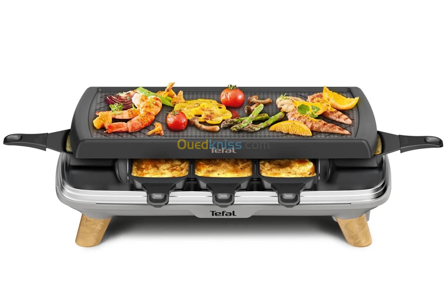 Raclette Tefal GOURMET 3 EN 1 GRILL PLANCHA 8 COUPELLES PROFONDES 1350W RE610D12