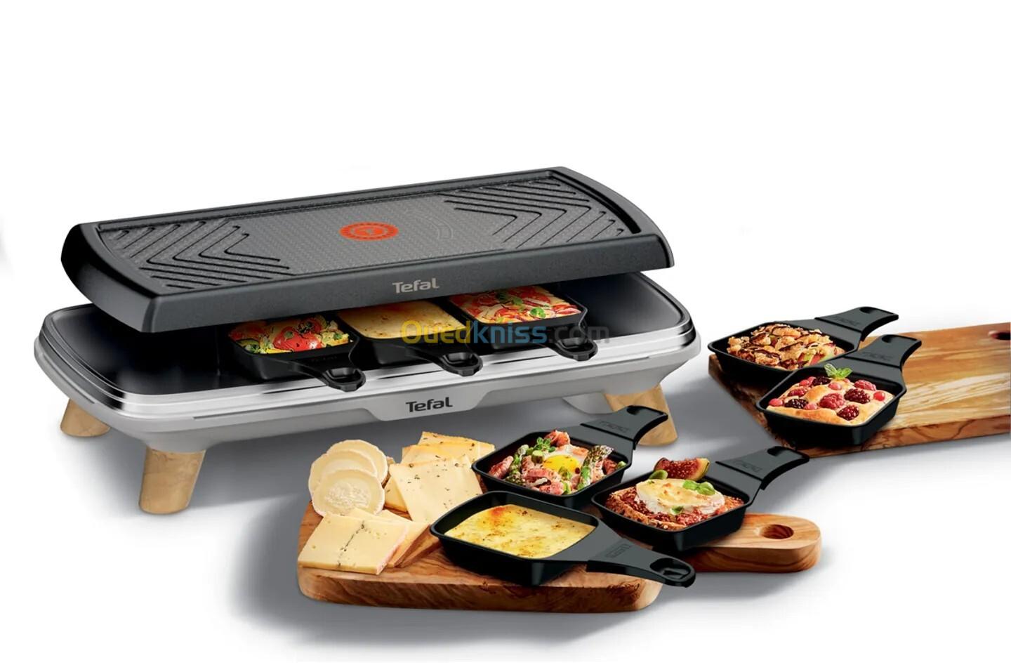 Raclette Tefal GOURMET 3 EN 1 GRILL PLANCHA 8 COUPELLES PROFONDES 1350W RE610D12