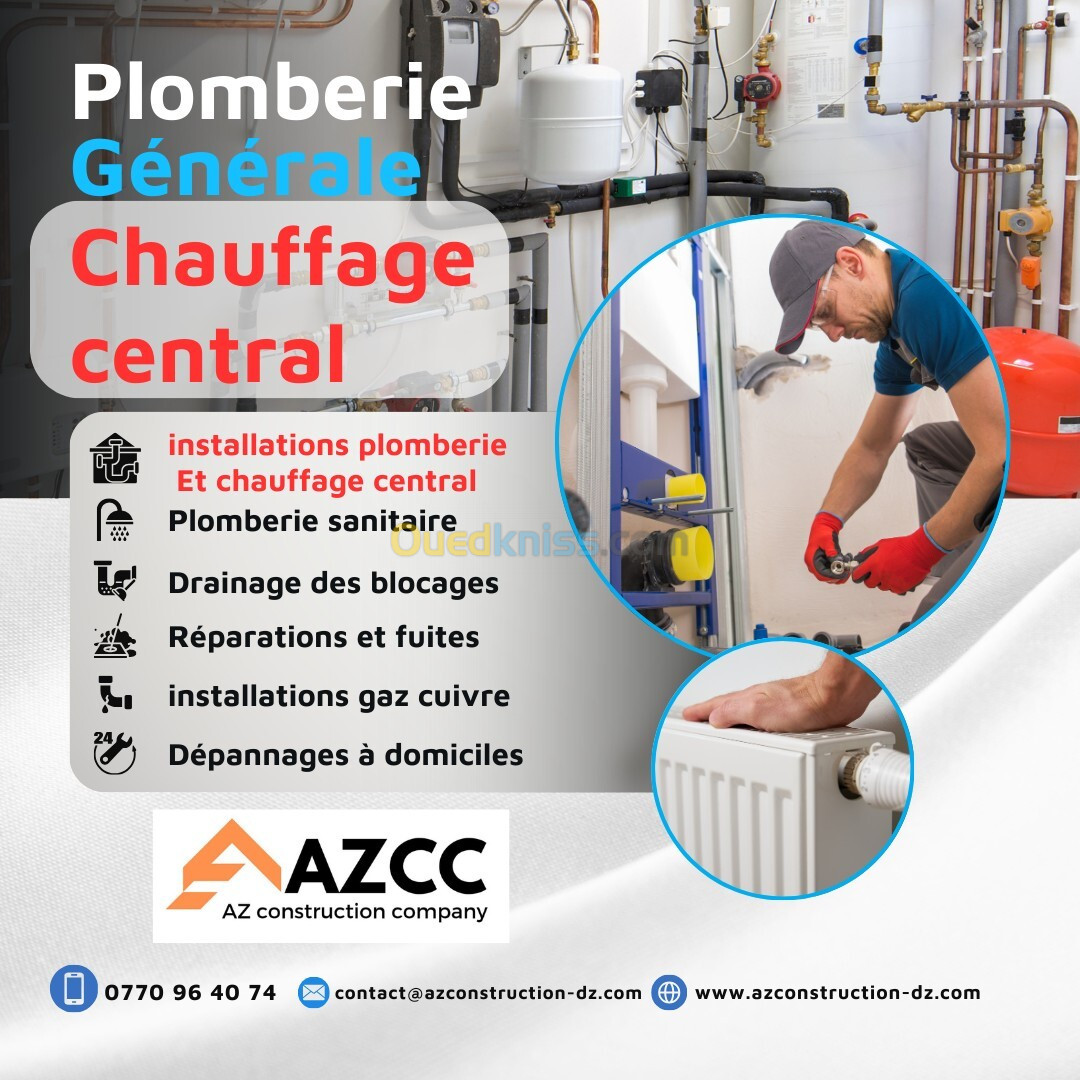 Plomberie sanitaire et chauffage central radiateurs et plancher 