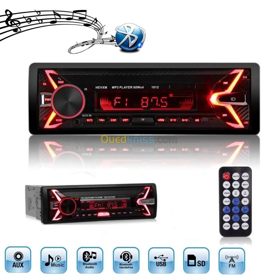 Poste Radio Bluetooth MultiMedia Avec Sortie USB/MicroSD/Aux Pour Voiture