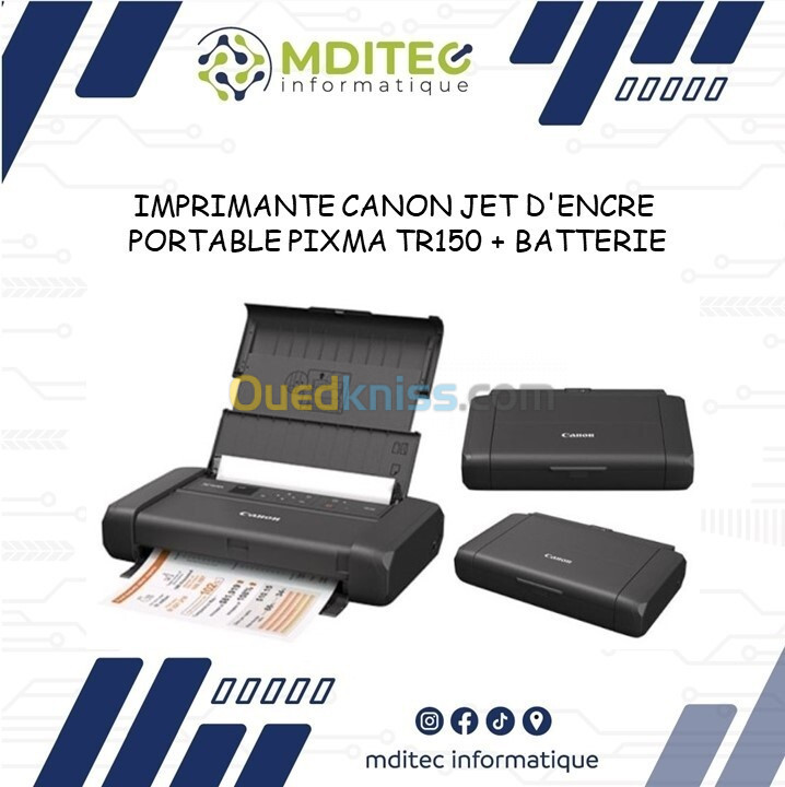 IMPRIMANTE CANON JET D'ENCRE PORTABLE PIXMA TR150 + BATTERIE