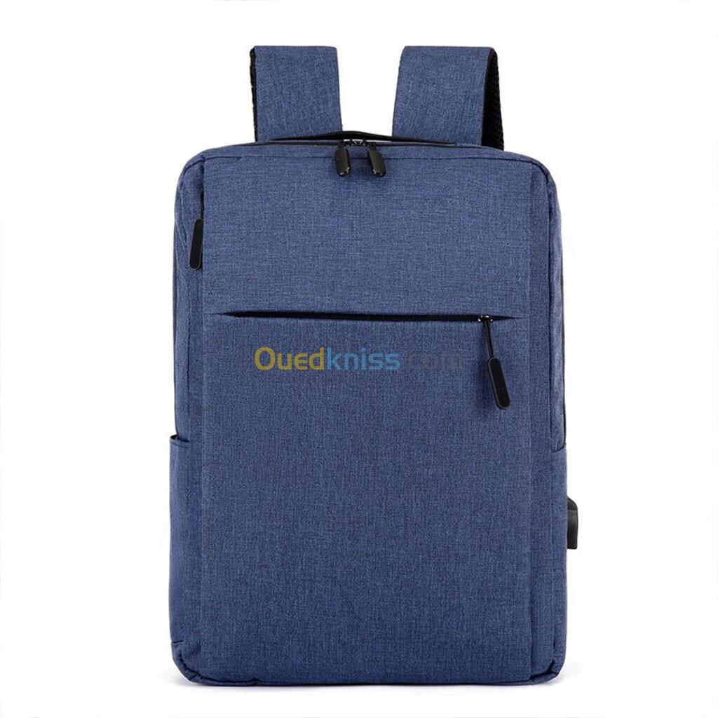 Sac à dos Tissu Oxford avec Emplacement Ordinateur Portable USB - Bleu