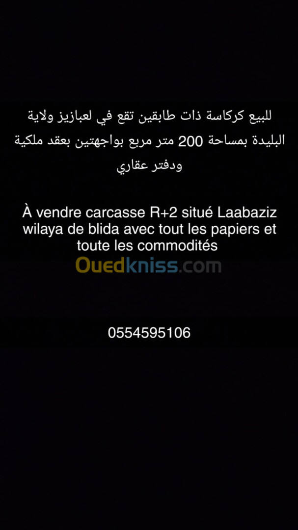 Vente Carcasse Blida Bougara