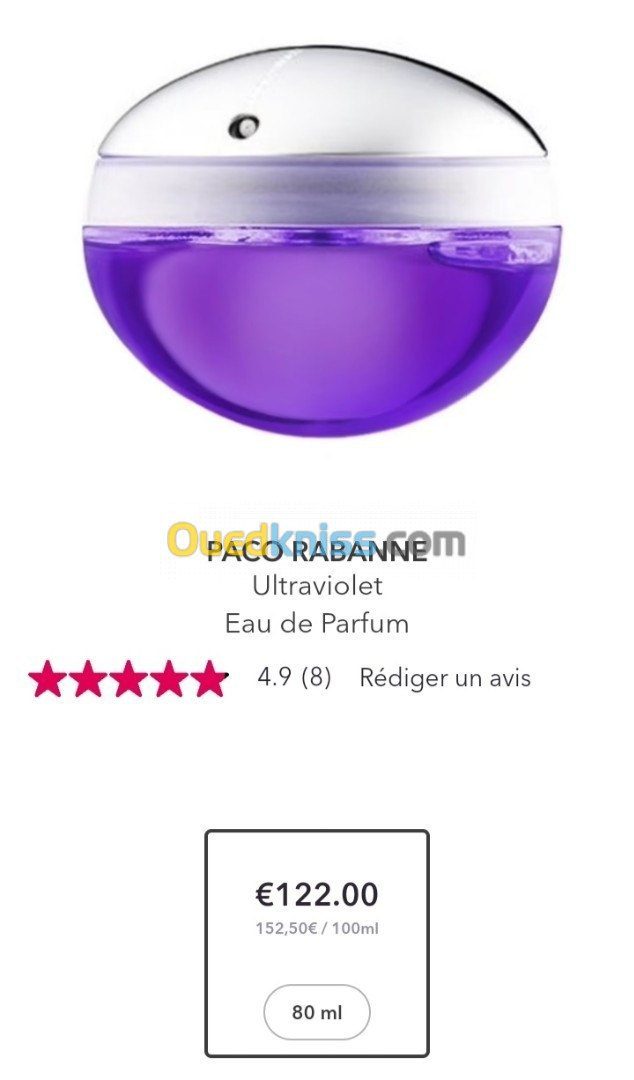 ULTRAVIOLET de PACCO RABANNE Parfum Femme 80ml