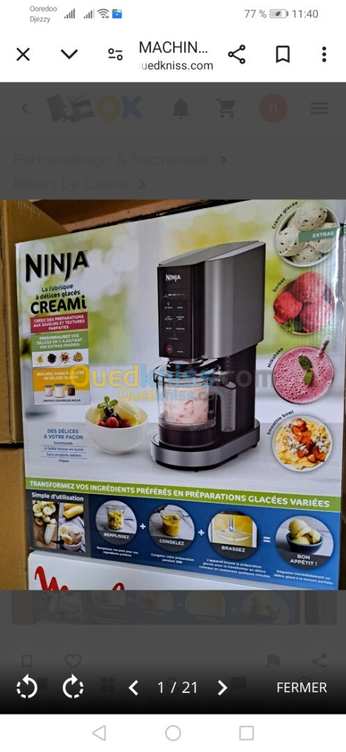 MACHINE NINJA A DÉLICE GLACÉS CREAMI  1.4L  800WATT  6 PROGRAMME 