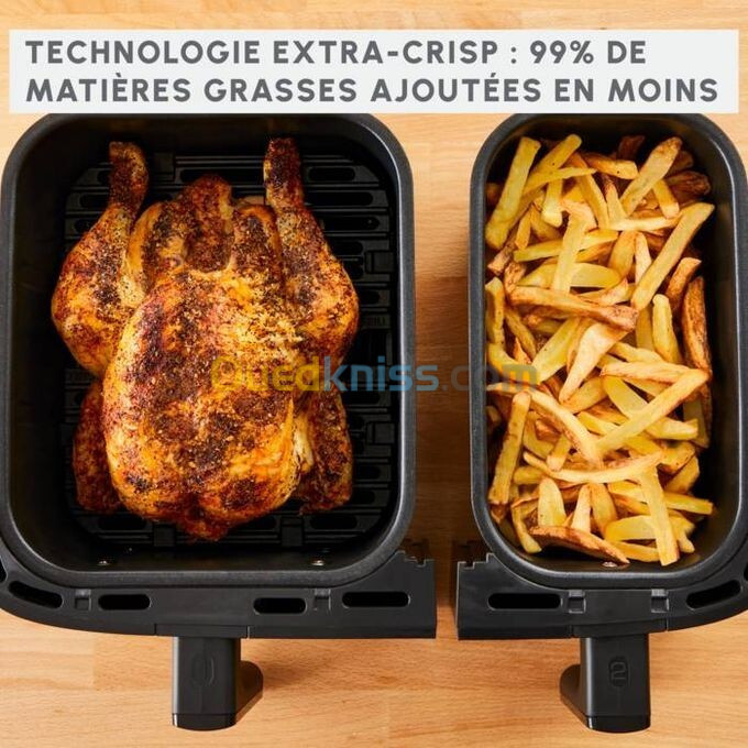 Moulinex Friteuse sans Huile A AIR DUAL EASY FRY & GRILL 8,3 L en acier inoxydable 2 Panier