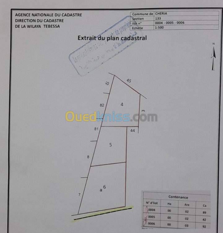 Vente Terrain Tebessa Cheria