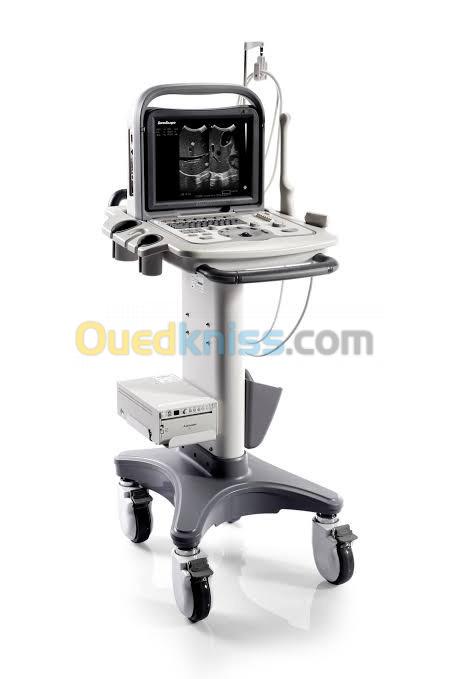 Echographe sonoscape A5 avec chariot, sonde et imprimante.