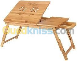 table Laptop Ordinateur Portable et mac book on Bois Bambou Pliable avec Ventilateur capsys BM60 