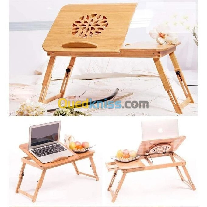 Table & Refroidisseur avec Ventilateurs en Bois pour Laptop et mac Pliable & Réglable BM92 BAMBOO