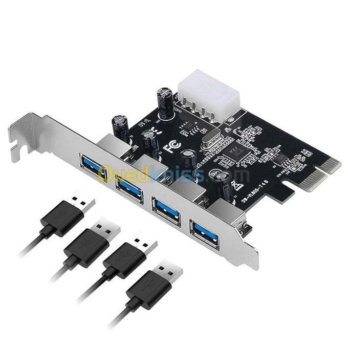 PARTAGEZ CE PRODUIT   Carte d'extension Adaptateur PCI express PCI-E 4 Ports USB 3.0 