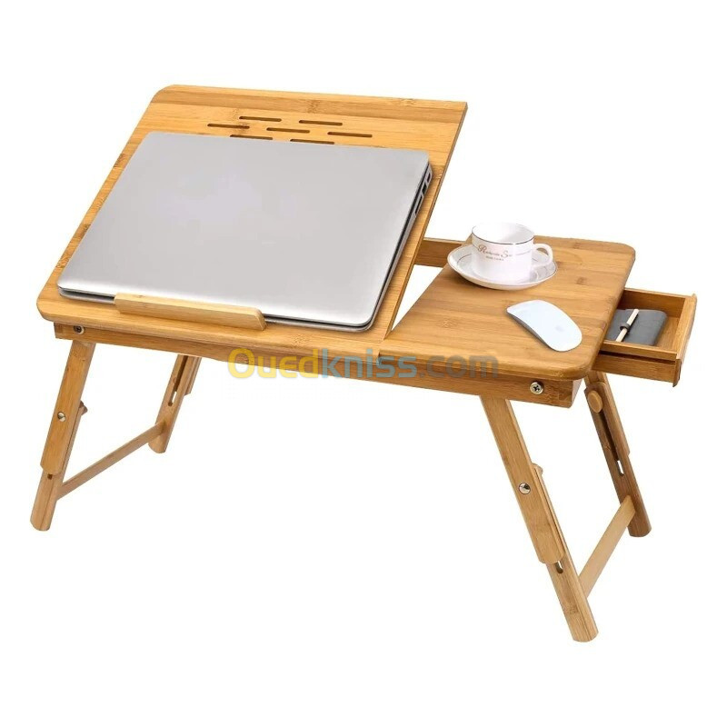 table Laptop Ordinateur Portable et mac book on Bois Bambou Pliable avec Ventilateur capsys BM62