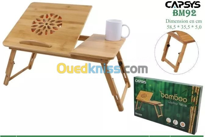 Table & Refroidisseur avec Ventilateurs en Bois pour Laptop et mac Pliable & Réglable BM92 BAMBOO