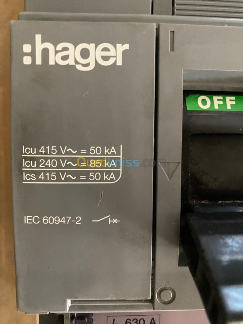 Disjoncteur 630A avec différentiel HAGER