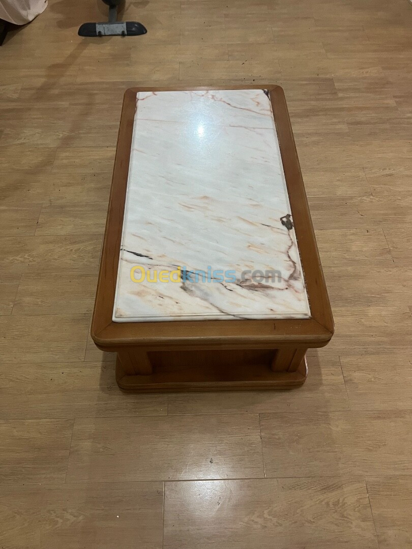 Table Basse En Bois Hêtre Haute Qualité Avec Plateau De Marbre 