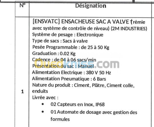 Ensacheuse sac à valves 