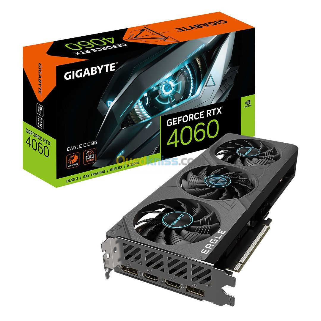 CARTE GRAPHIQUE GIGABYTE GEFORCE RTX 4060 EAGLE VRAM 08GB GDDR6 DLSS 3 / 2 HDMI/ 2 DISPLAY 