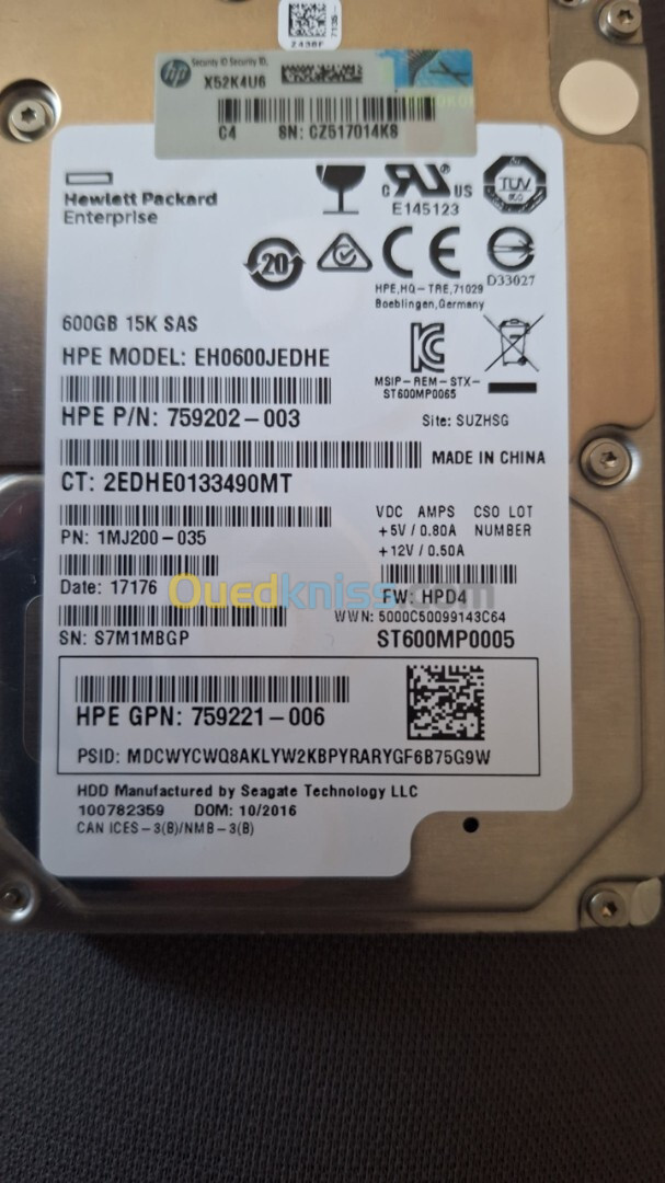 HPE 600GB 15kRPM 2.5in SAS-12G Enterprise G8 G9 HDD 