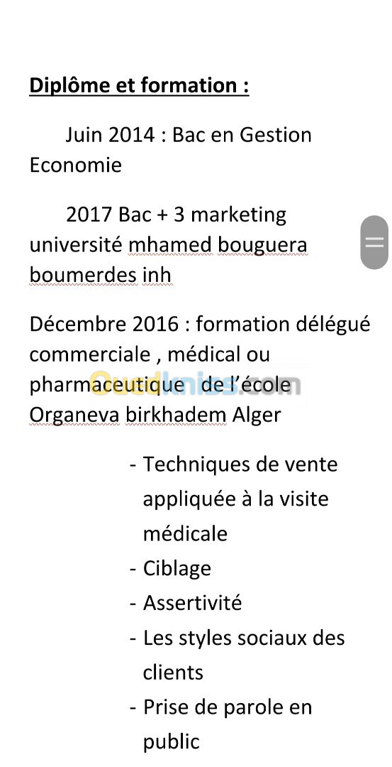 Délégué commercial pré vendeur chauffeur personnel....