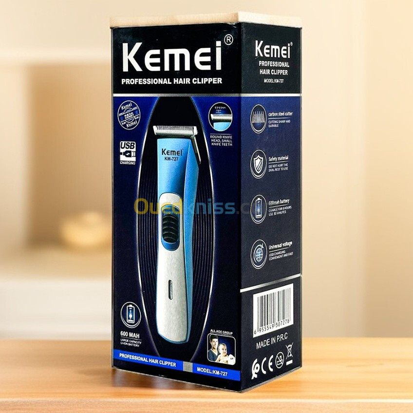 Kemei Tondeuse à Barbe et Cheveux pour Hommes, Lame Inoxydable, 8640 min d'Autonomie