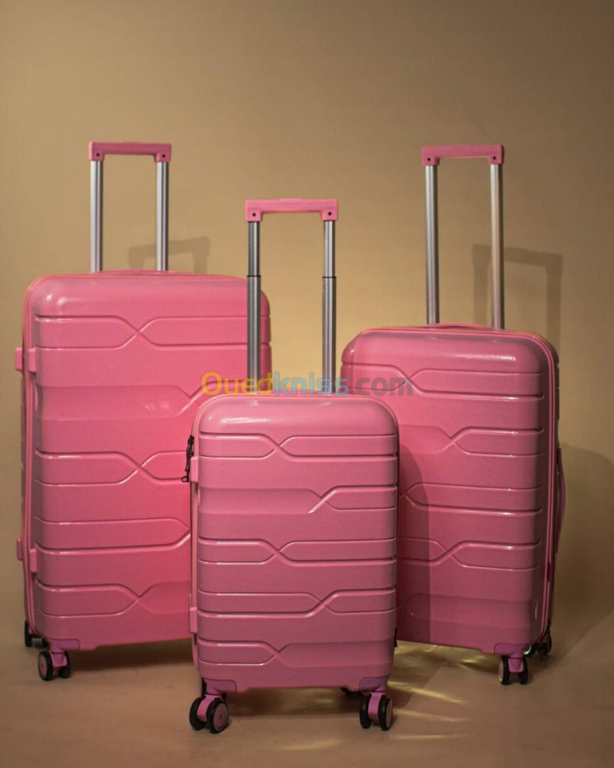 Série De Trois Valises Incassables En 100% Polypropylène , ROSE