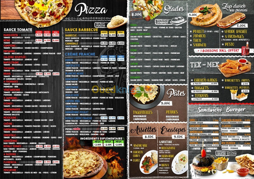 Menu fast Food Restaurants