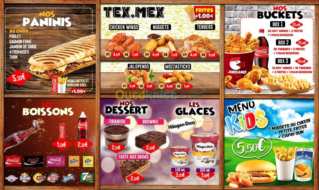 Menu fast Food Restaurants