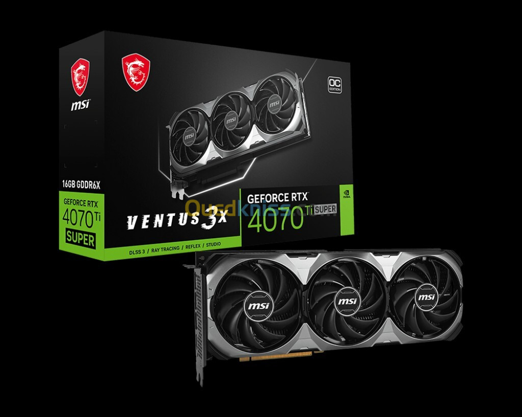 CARTE GRAPHIQUE MSI RTX 4070 Ti SUPER 16GB VENTUS 3X OC GDDR6X