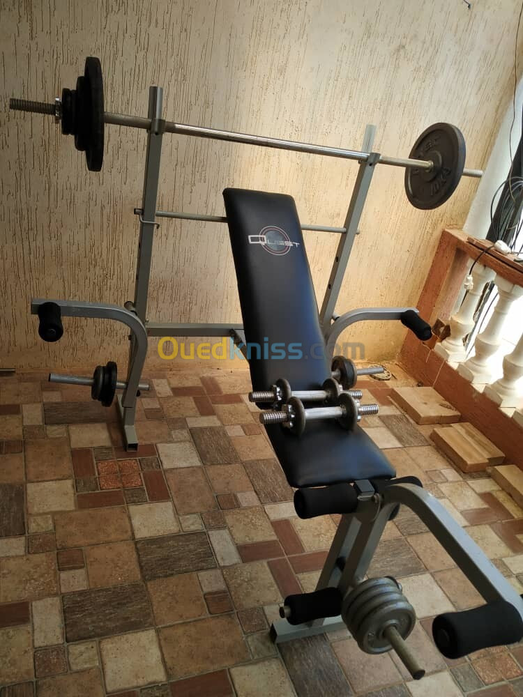 Banc de musculation multifonction allemand avec 54kg de disques 