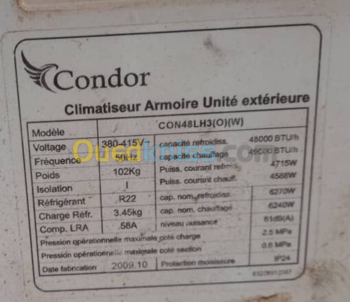 Climatiseur Armoire Condor 