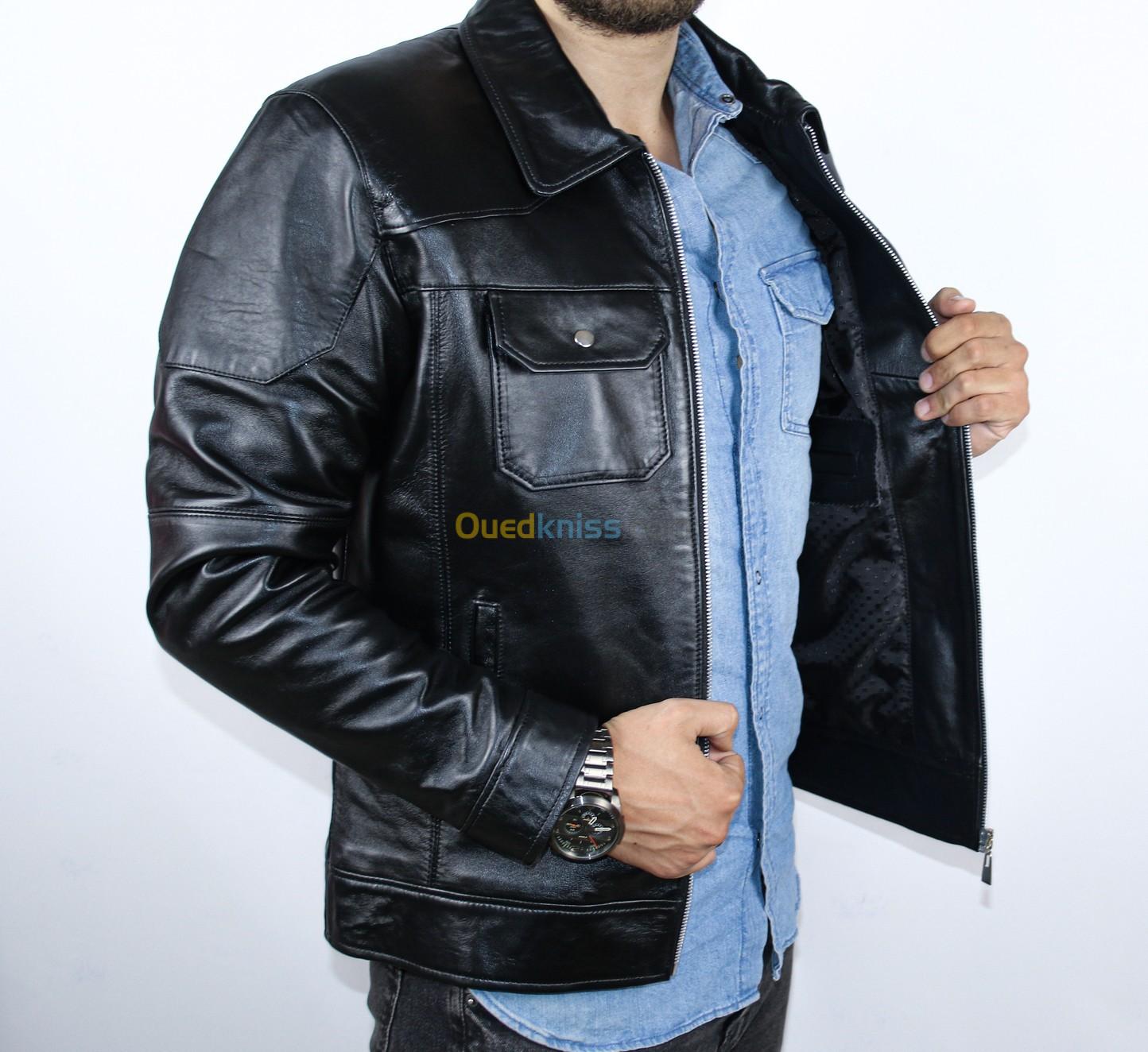 Veste cuire homme cheap ouedkniss