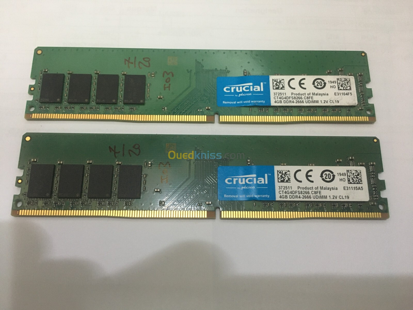 RAM 4Go DDR4 2666MHz Crucial