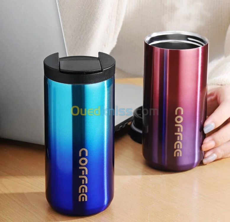 Tasse à café thermique portable en acier inoxydable bouteille d'eau, cadeaux , voyage, 400ml