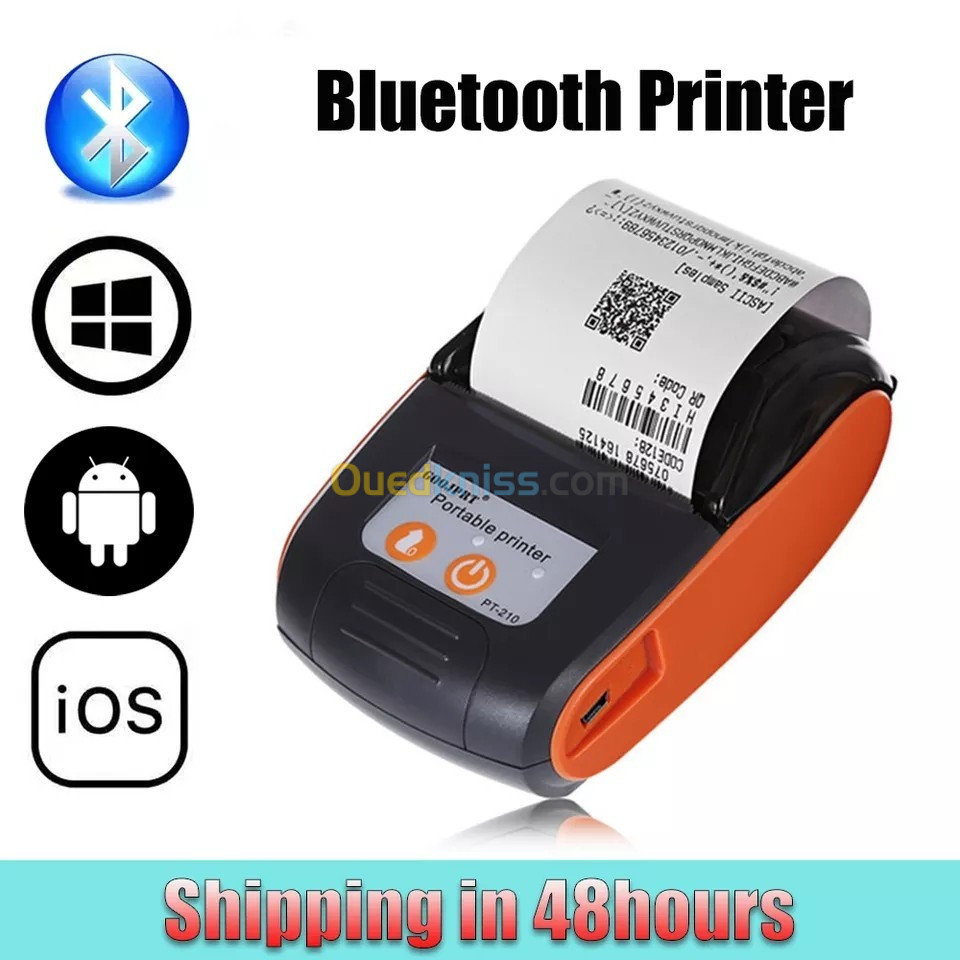 Mini imprimante thermique Bluetooth portable pour téléphone, IOS, Android,  ordinateur, PC, USB, 58mm - AliExpress