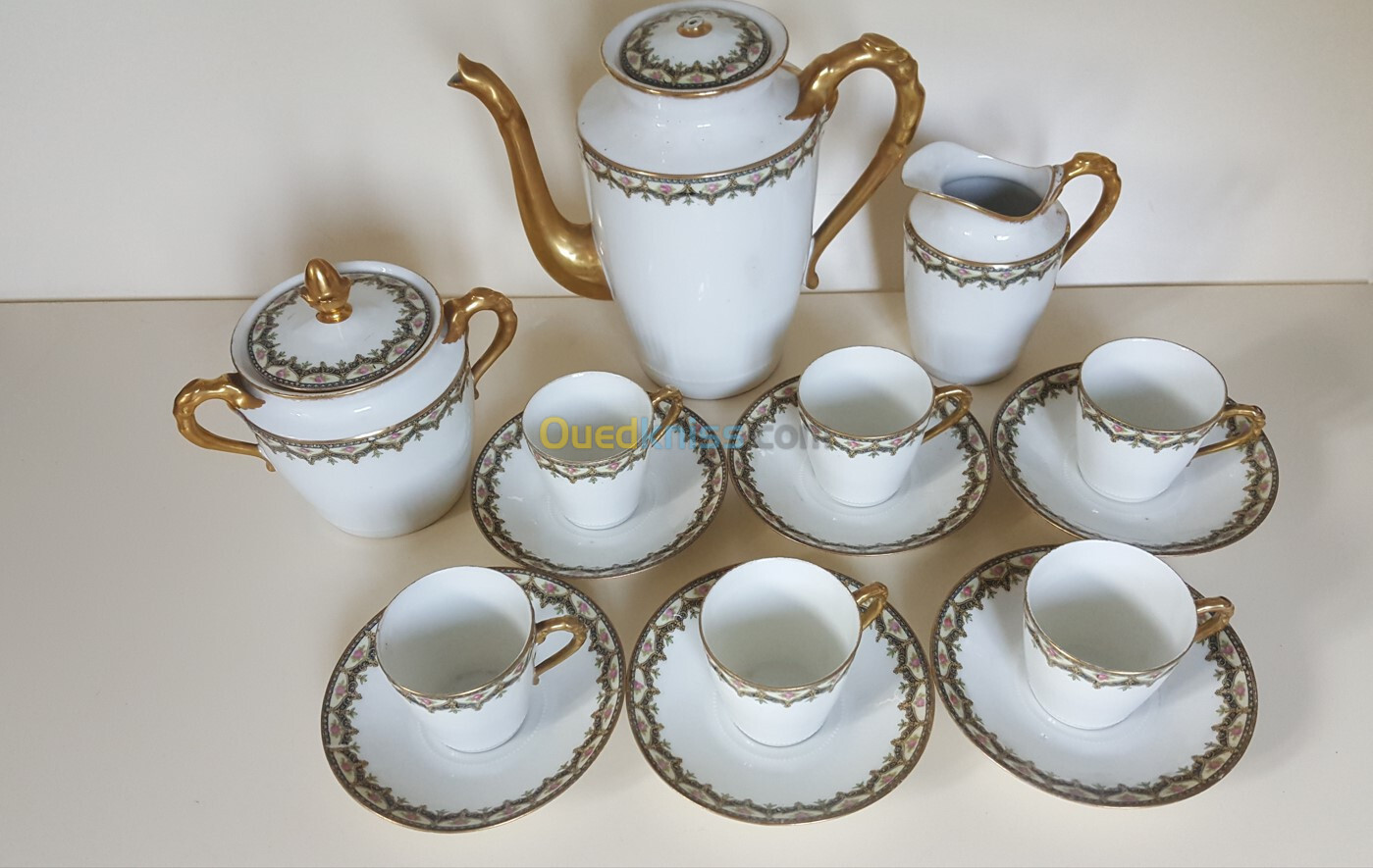 Service à thé et café vintage en porcelaine pour Chabrol et Poirier, Limoges France 1915 