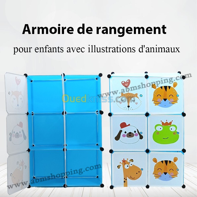 Armoire de rangement pour enfants avec illustrations d animaux